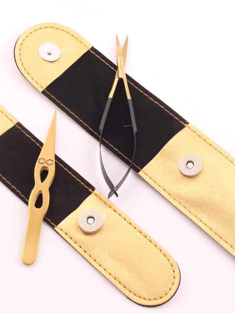 INFINITY PRO GRADE PRECISION POINT TWEEZERS & SPRING LOADED TRIMMING BROW SCISSORS