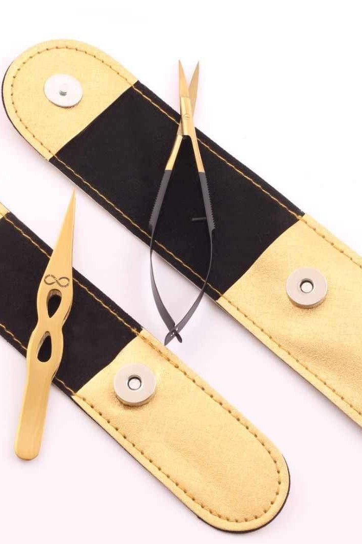 INFINITY PRO GRADE PRECISION POINT TWEEZERS & SPRING LOADED TRIMMING BROW SCISSORS