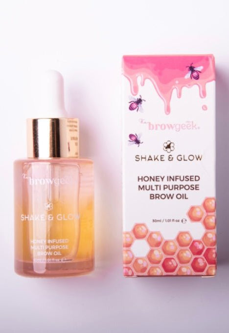 SHAKE & GLOW HONEY INFUSED MULTI PURPOSE BROW OIL 30ml PRO SALON SIZE