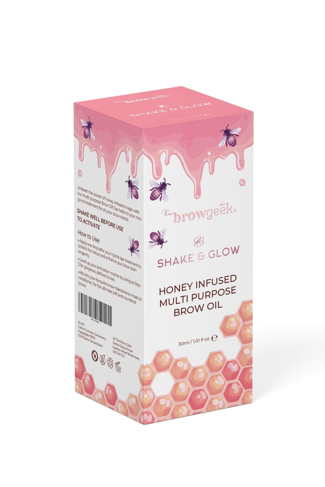 SHAKE & GLOW HONEY INFUSED MULTI PURPOSE BROW OIL 30ml PRO SALON SIZE