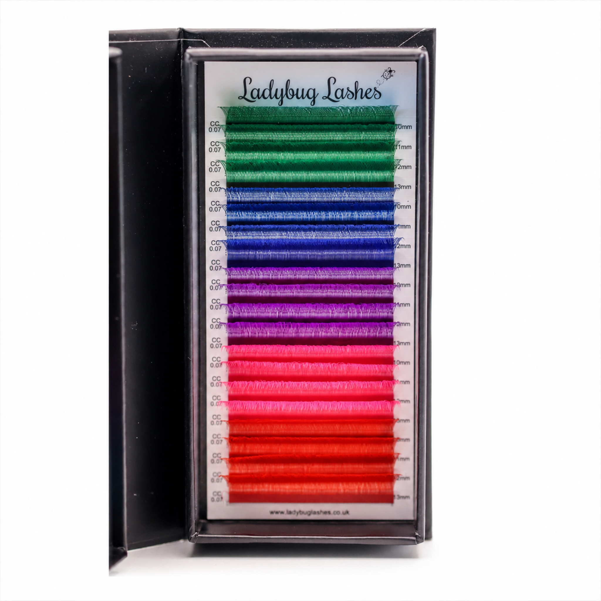 Ladybug Lashes YY and Tinsel Lash Collection limited edition box closed showing premium branded packaging