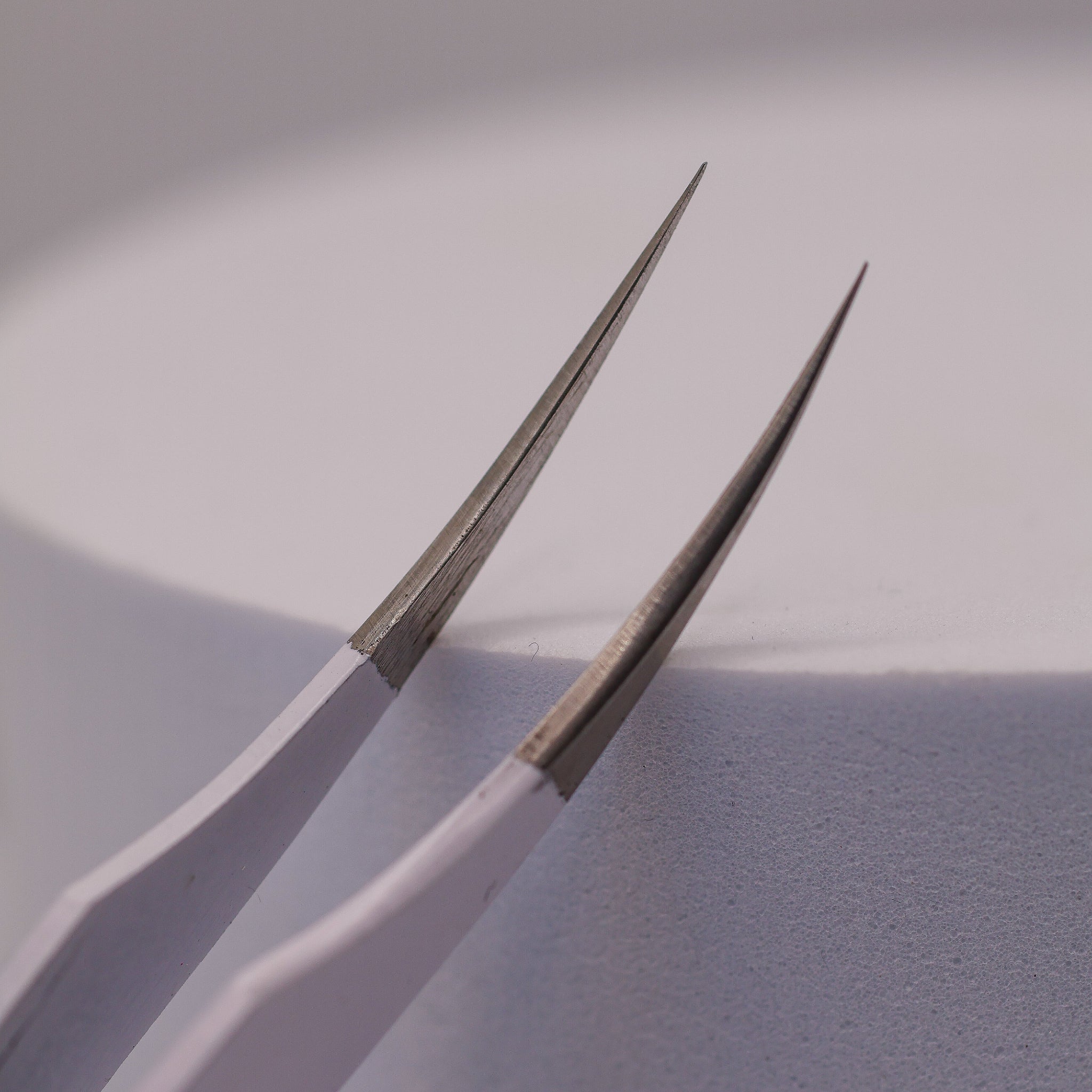 Close-up of LADYBUGLASHES Swoop Tweezers – smooth tip detail