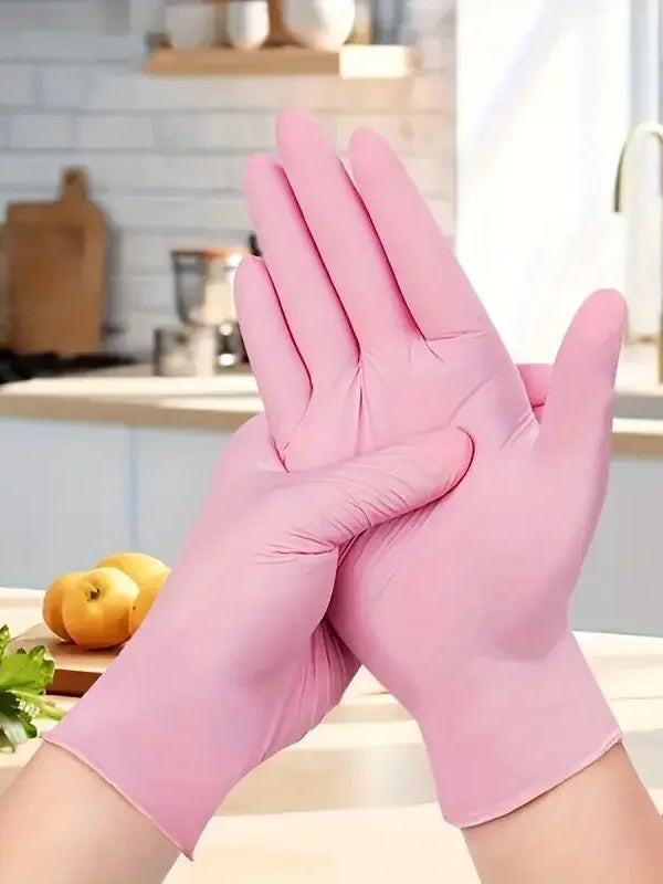 20/50/100PCS Pink Nitrile Gloves Disposable Powder & Latex Free