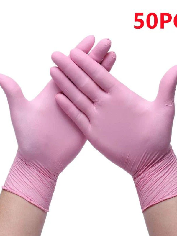 20/50/100PCS Pink Nitrile Gloves Disposable Powder & Latex Free