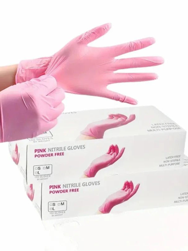 20/50/100PCS Pink Nitrile Gloves Disposable Powder & Latex Free