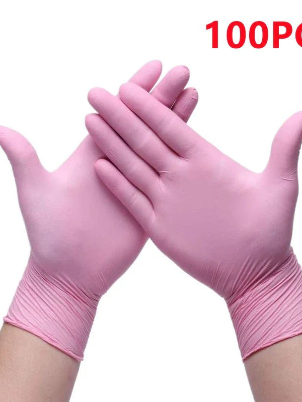 20/50/100PCS Pink Nitrile Gloves Disposable Powder & Latex Free