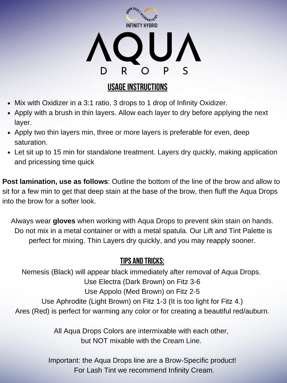 Aqua Drops Hybrid Brow Stain 15ml Single Tubes