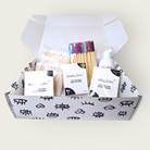Box of Ladyfish Lashes products including cotton swabs, applicators, and a spray bottle on a white background.