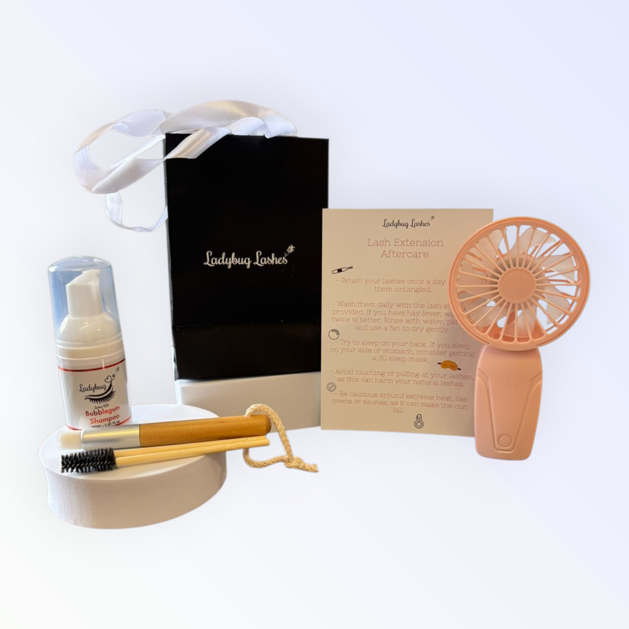 Lash Shampoo Kit – 30ml Bubble Gum Scent with USB fan