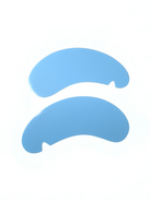 Two blue silicone gel pads on a white background