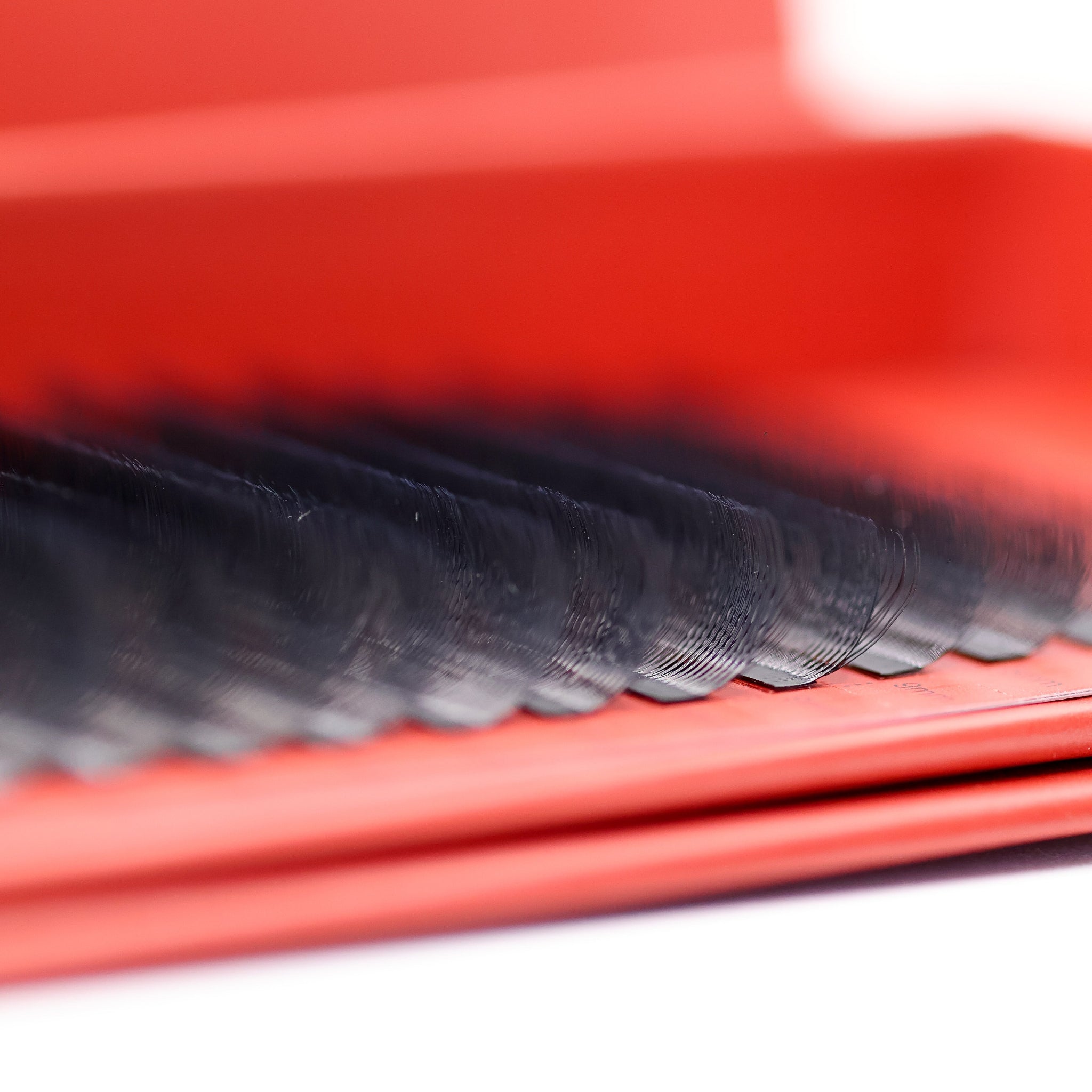 Ladybug Lashes Fairy Lashes Single Length 16 Row Tray close-up showing lash density and tip detail from three-quarter angle