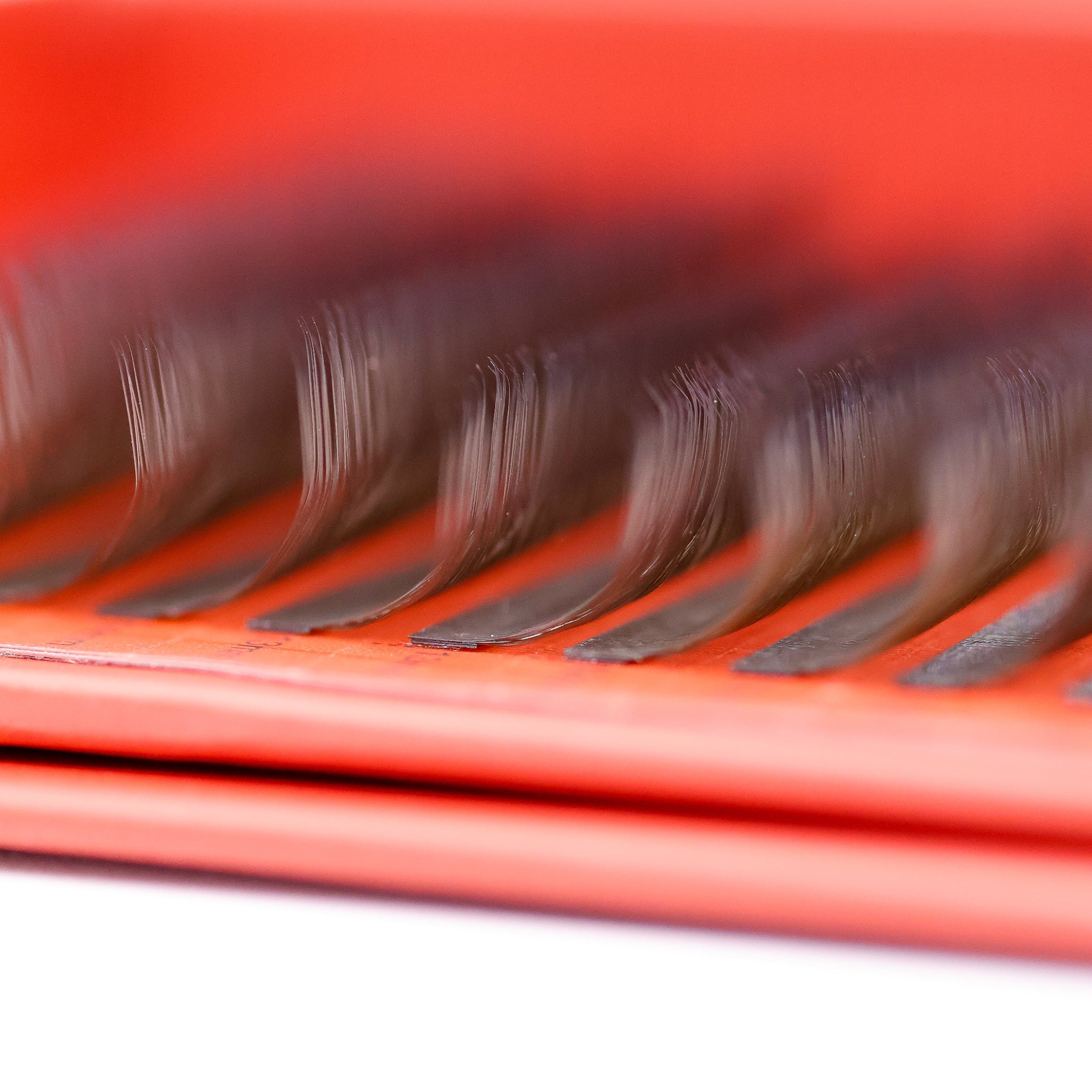 Ladybug Lashes Brown 4D Clover Tray open showing 16 rows of warm brown fans in mixed lengths from above