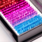Close-up of Ladybug Lashes YY and Tinsel Lash Collection showing richly pigmented YY lash colour rows from above