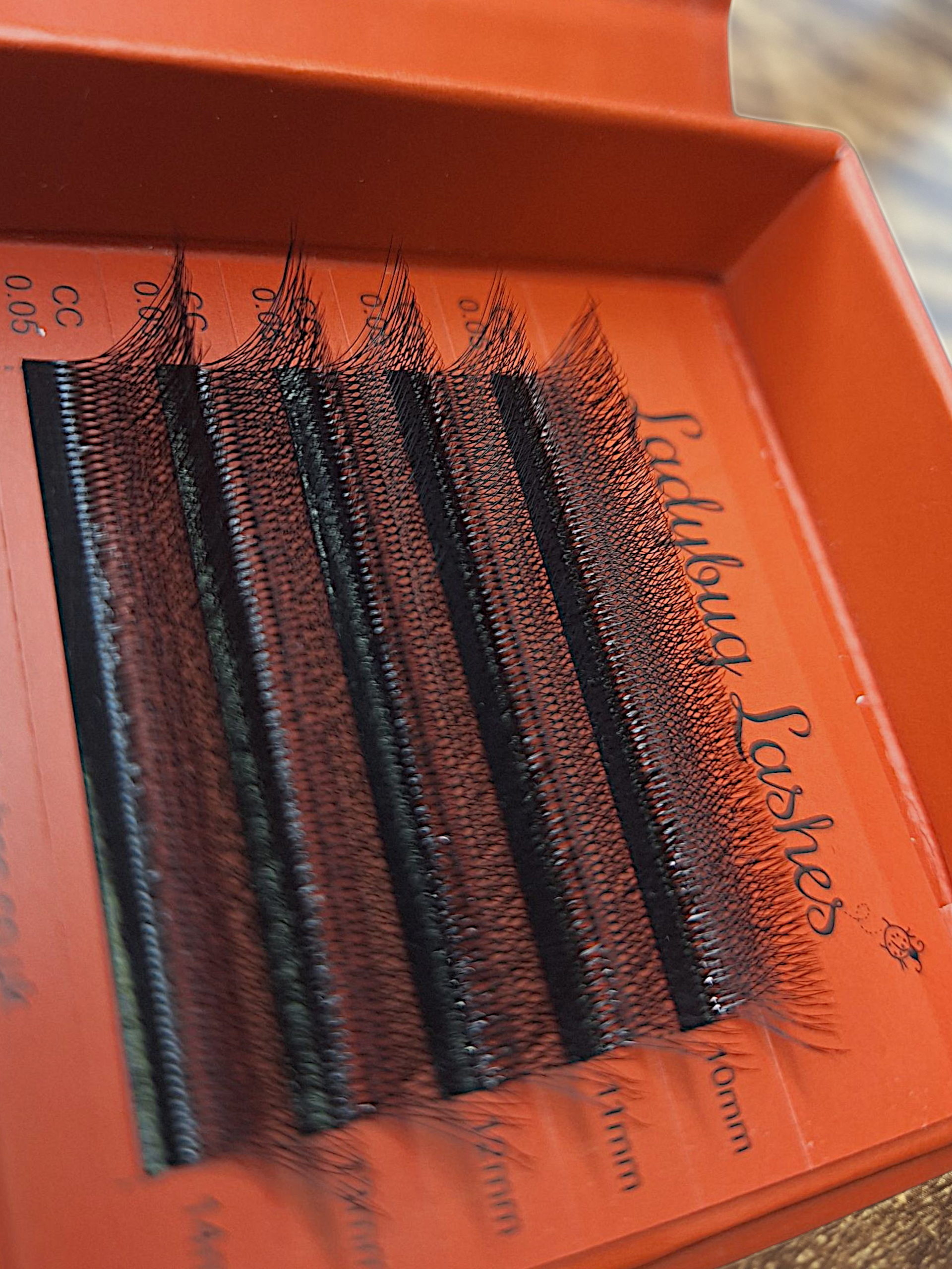 Set of false eyelashes in an red box with 'Ladybug Lashes' branding.
