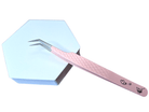 Angled Fibre Grip Volume Tweezers – Ideal for Handmade Fans Silver/Pink