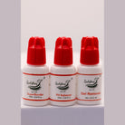 Ladybug Lashes Superbonder, PH Balancer and Gel Remover Bundle showing three products on a white background: SuperBonder 10ml clear glass dropper with silver and white pipette cap, PH Balancer 10ml white bottle with red cap, and Gel Remover 10ml white bottle with red cap, all with Ladybug Lashes UK branding