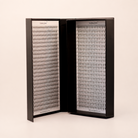 Ladybug Lashes Platinum Promade Tray Ultra Black open showing 920 fans across both panels front view